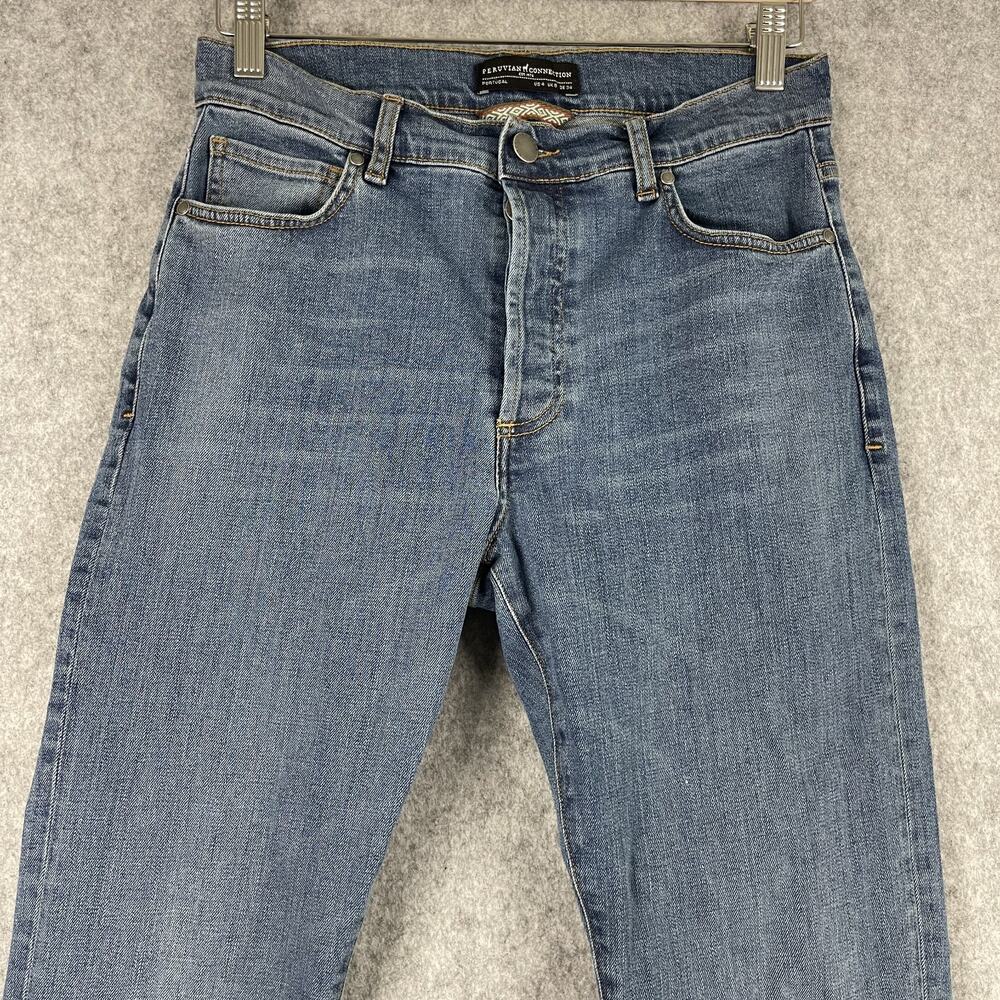 Peruvian Connection Cimarron Jean Womens 4 Medium Wash Button Fly Distressed Hem - Picture 4 of 16
